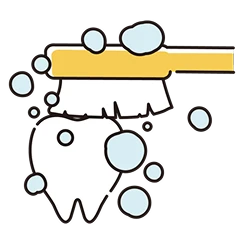 歯ブラシで歯を磨く図